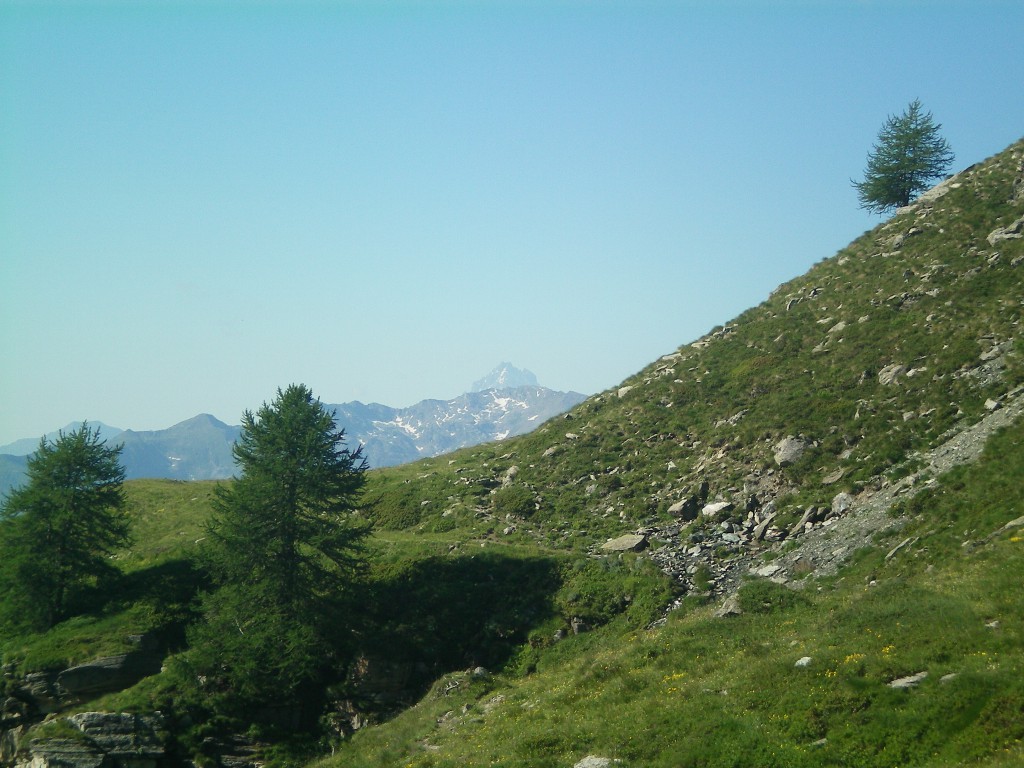 Sì, quella laggiù è la punta del Monviso vista dalla Val Chisone.